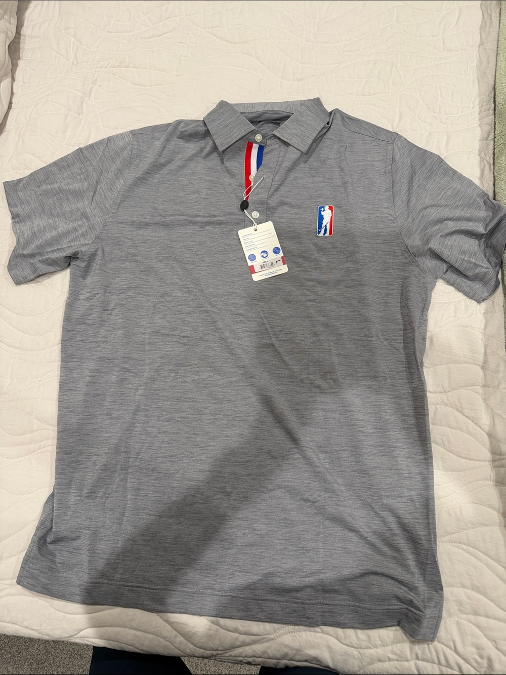 USAG (u suck at golf)Men's Gray Short-Sleeve Polo with Embroidered Sports Logo